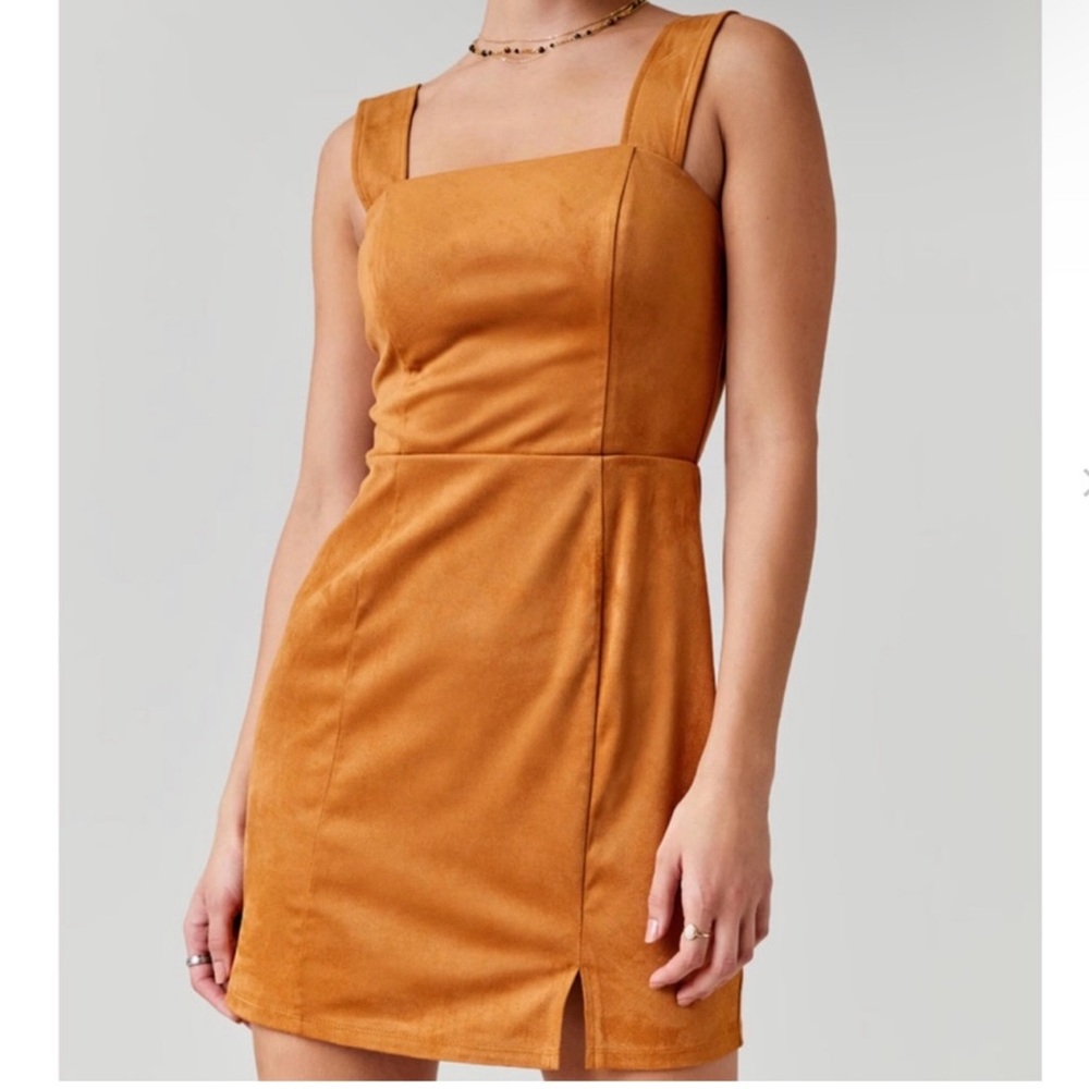 Francesca’s Mustard Chris Faux Suede Mini Dress